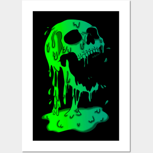 Green Melting Skull Posters and Art